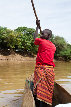 Dugout across the Omo River