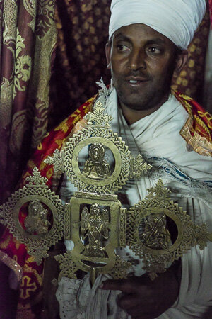 Priest at hilltop monastery, Lalibela