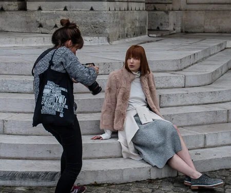 Fashion shoot on steps of local church 