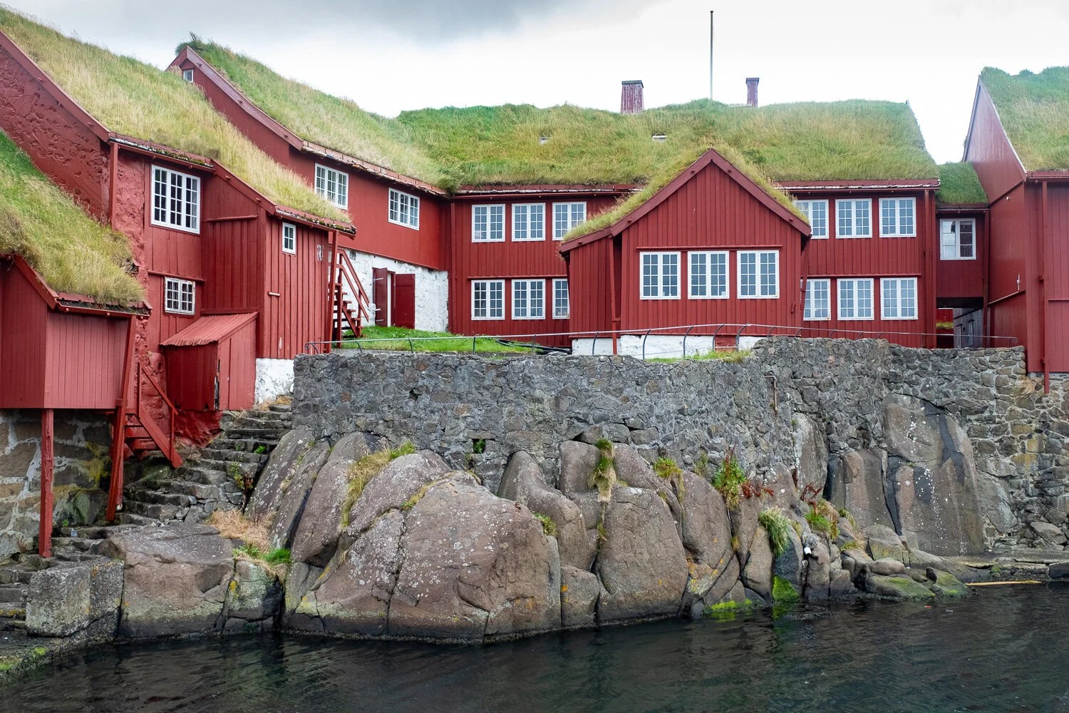  Grass roofed houses, Torshavn harbour 