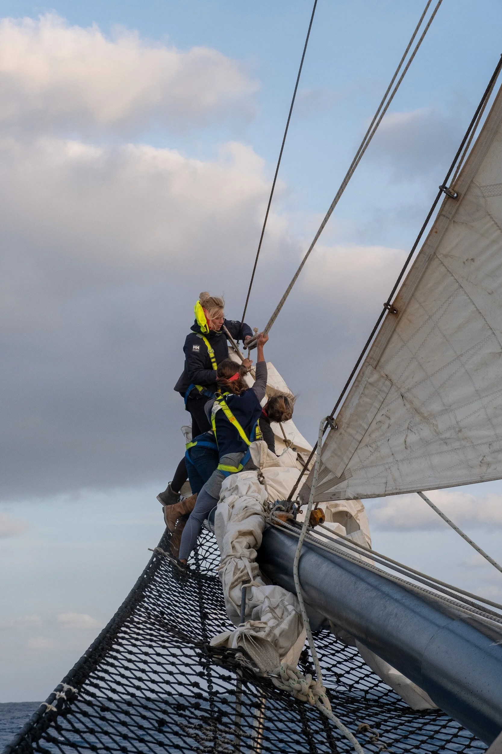  Taking in the outer jib 