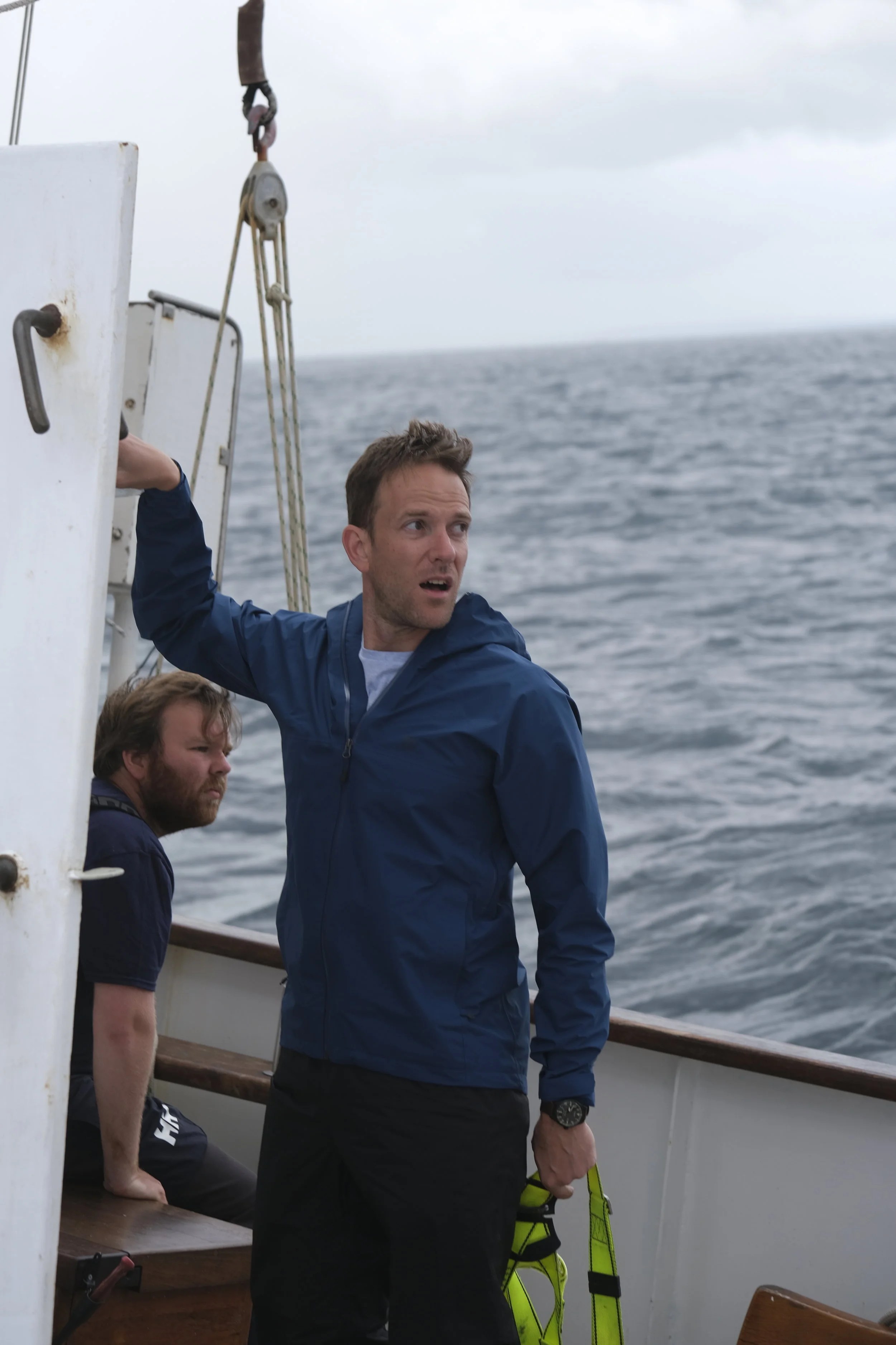  J getting ready to go out on the bowsprit 