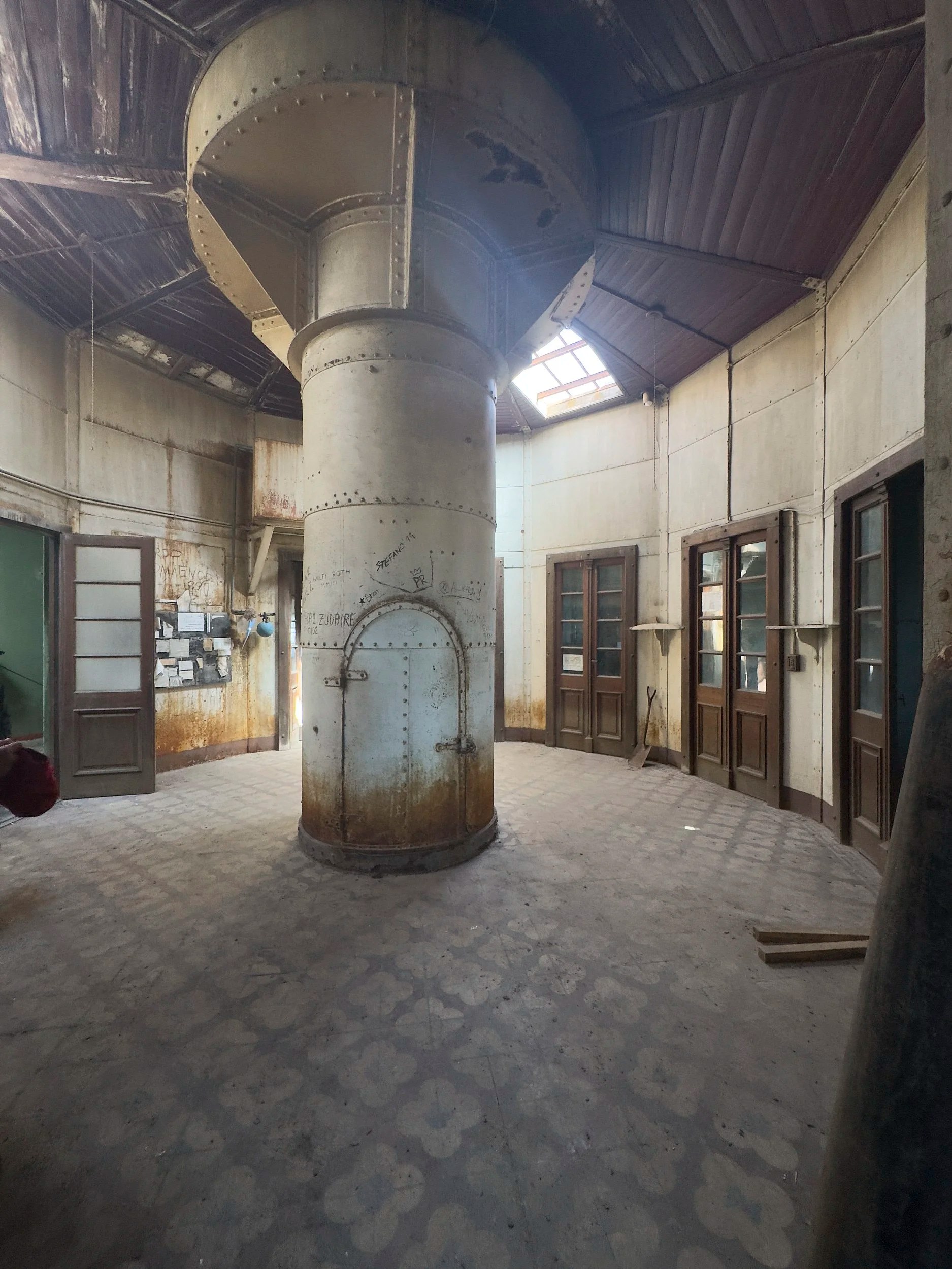  Abandoned lighthouse, central pillar is circular staircase leading to the light 