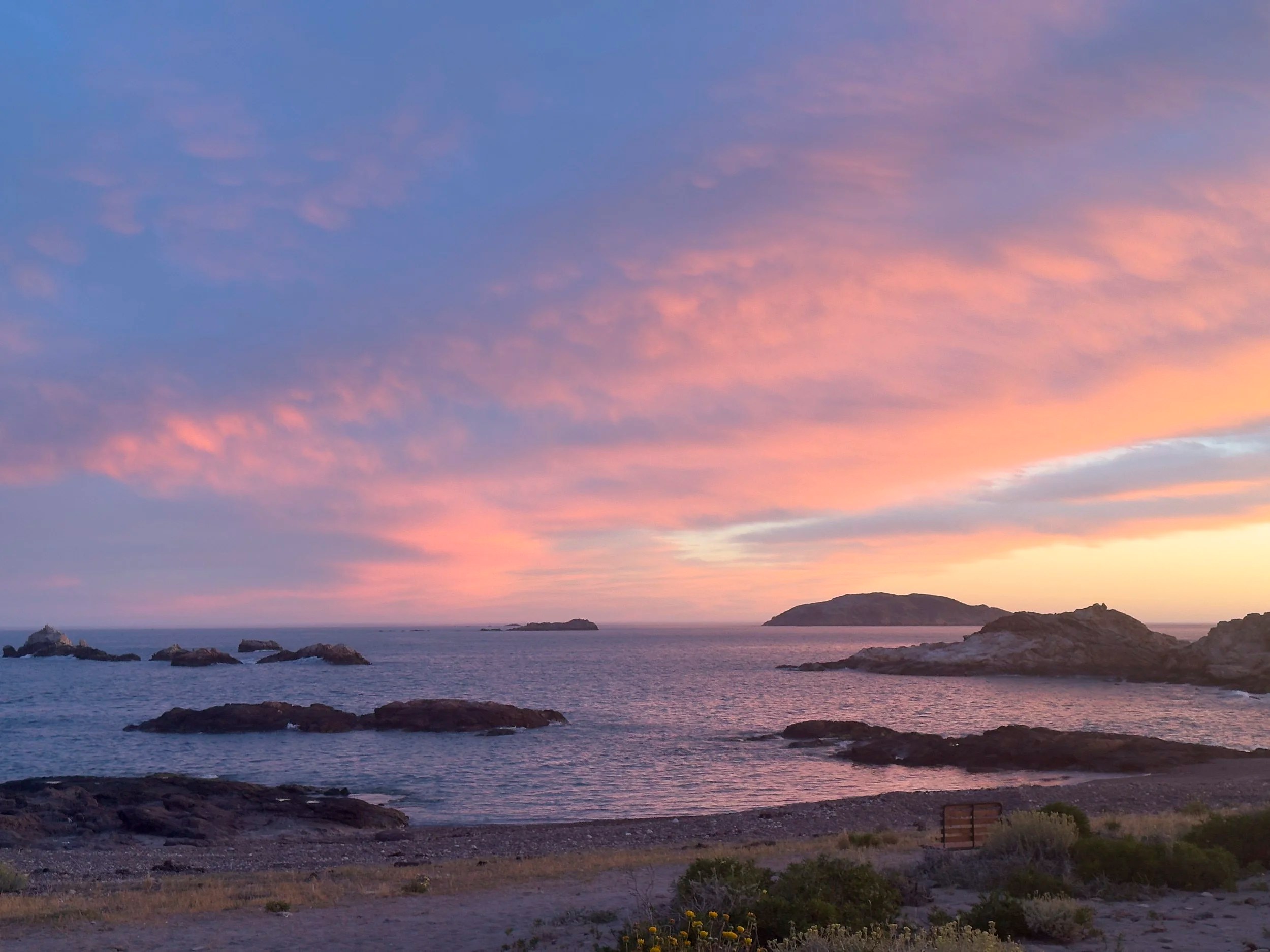  Sunrise from our eco huts, Isla Leones camp 