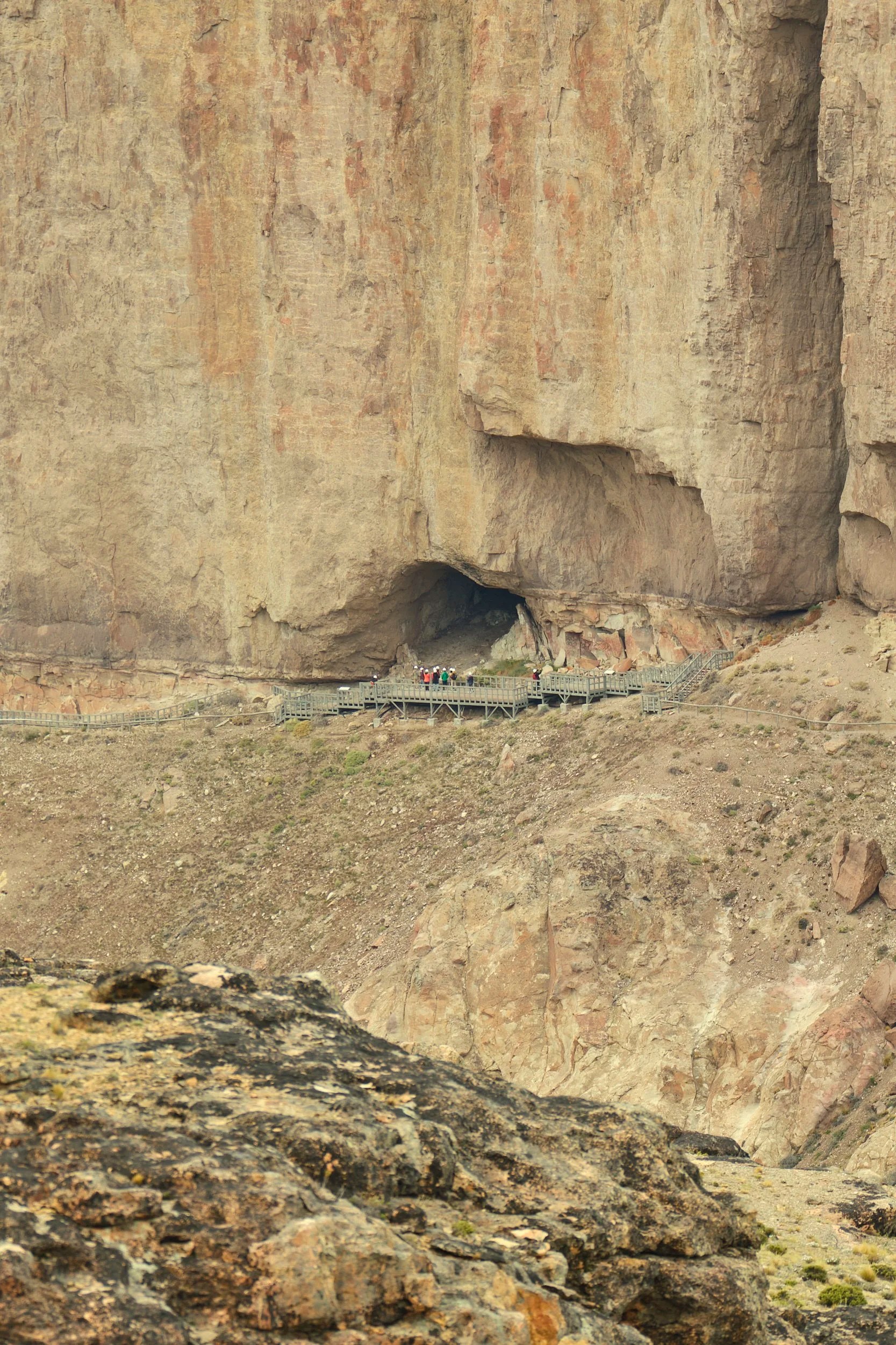  La Cava de Las Manos from the top of the cliff on the other side of Pinturas River Canyon 